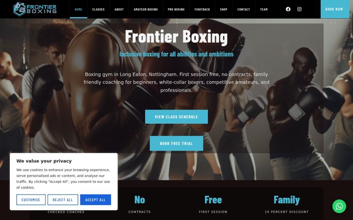 Screenshot of frontierboxing.com