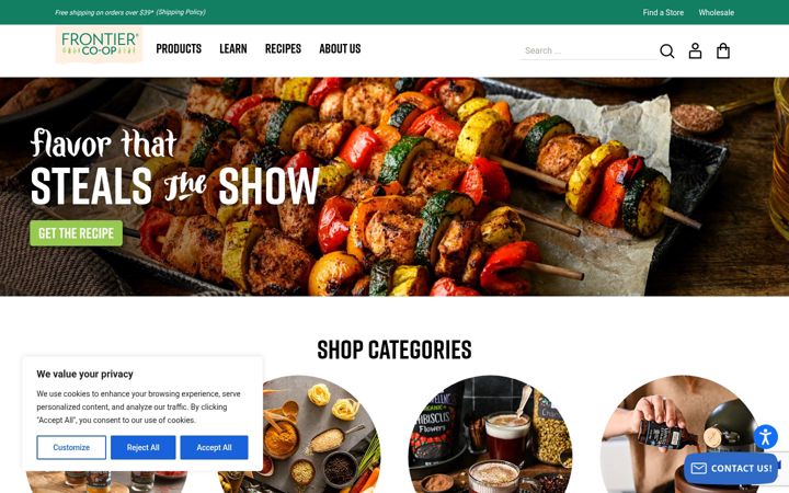 Ekrānuzņēmums no frontiercoop.com
