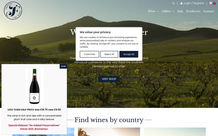 Screenshot of frontierfinewines.co.uk