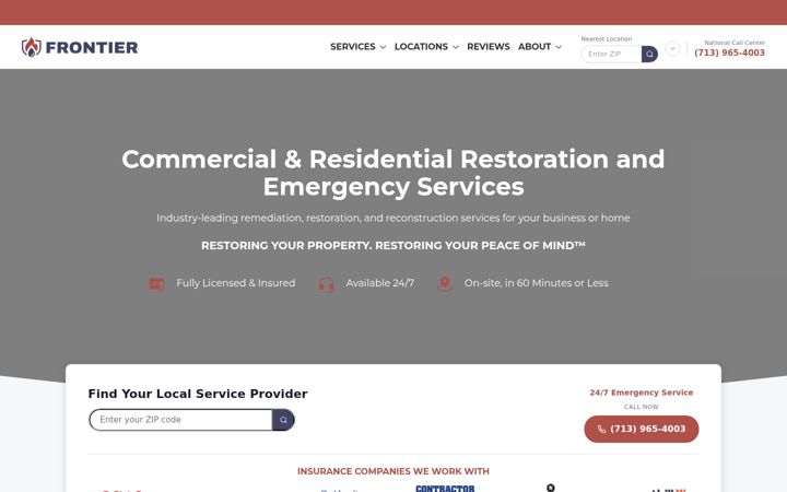Screenshot of frontierrestoration.com