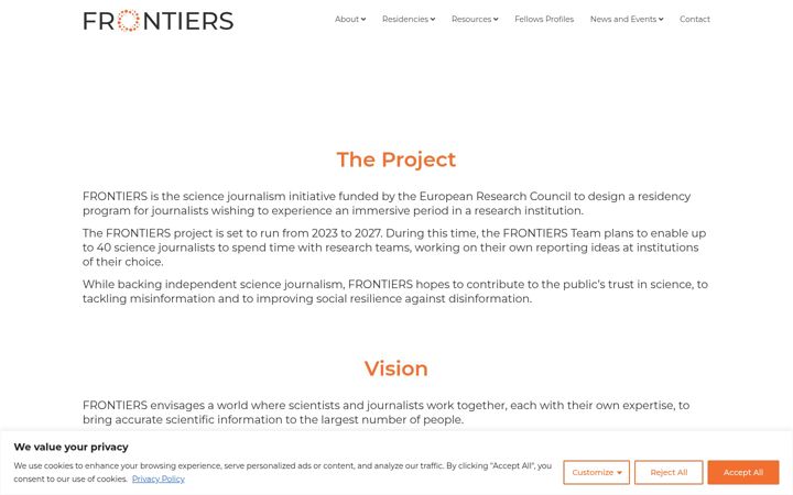 Screenshot of frontiers.media
