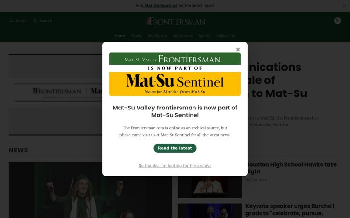 Screenshot of frontiersman.com