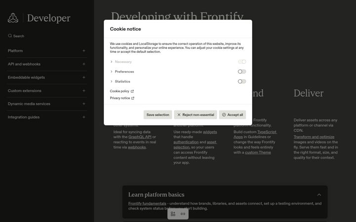 Screenshot of frontify.dev