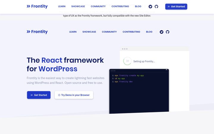 Screenshot of frontity.org