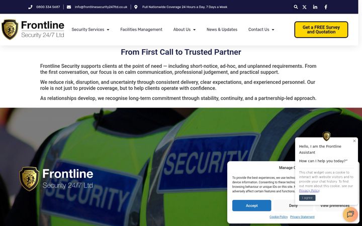 Snimka zaslona za frontlinesecurity247ltd.co.uk