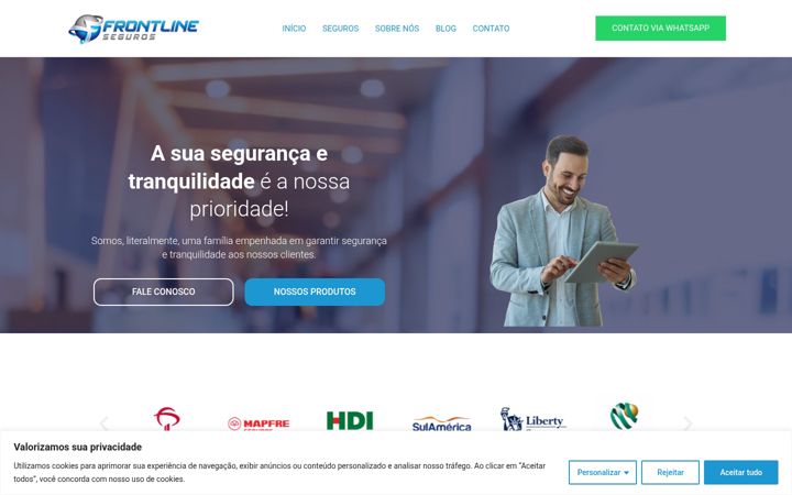 Screenshot of frontlineseguros.com.br
