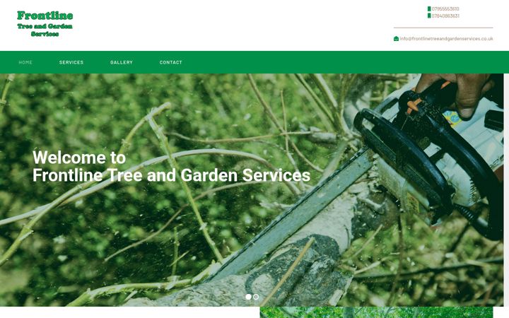 Snimka zaslona za frontlinetreeandgardenservices.co.uk