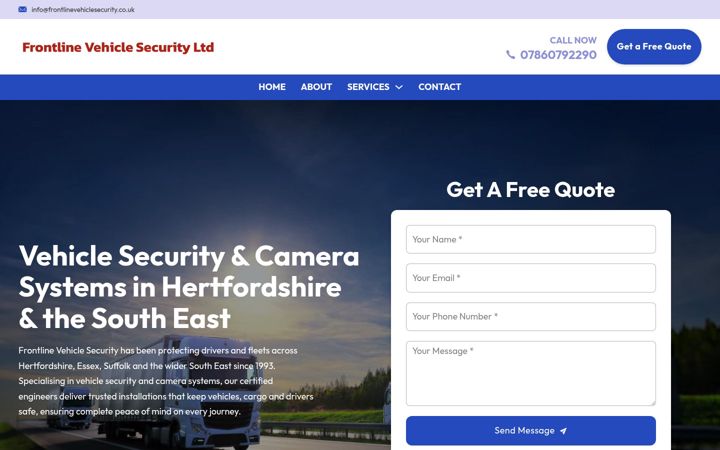 Screenshot of frontlinevehiclesecurity.co.uk