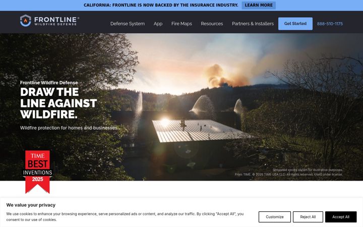 Skärmbild av frontlinewildfire.com