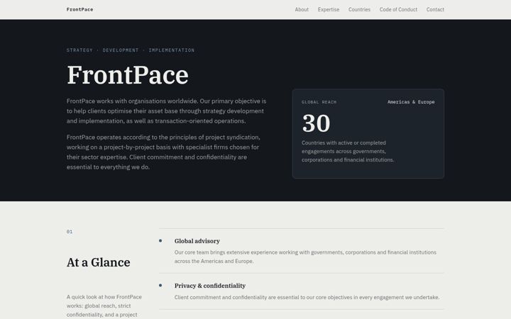 Screenshot of frontpace.net