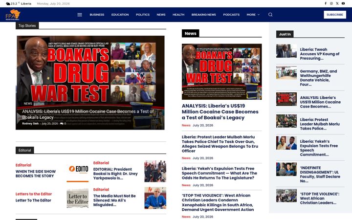 Screenshot of frontpageafricaonline.com