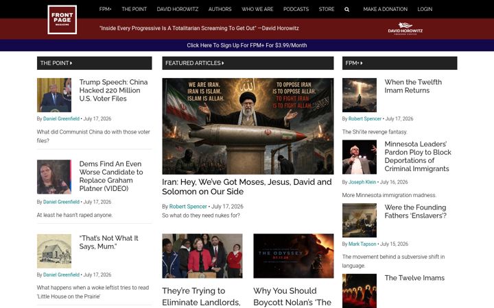 Snimka zaslona za frontpagemag.com