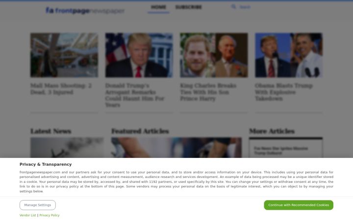 Screenshot of frontpagenewspaper.com