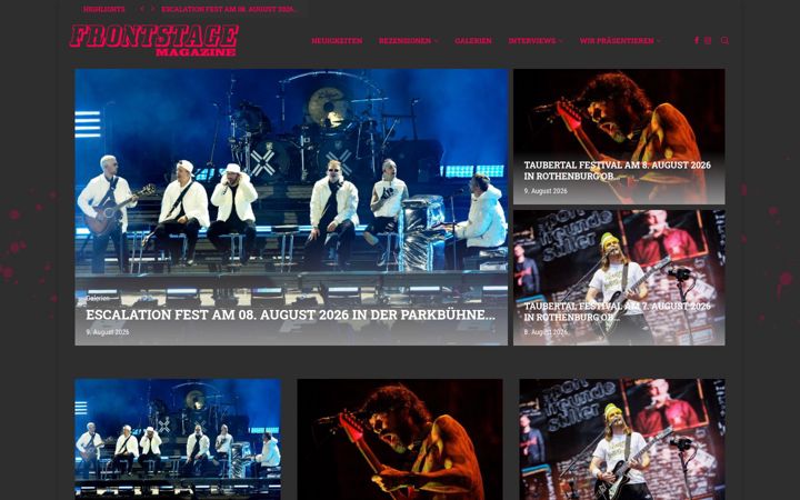 Screenshot von frontstage-magazine.de