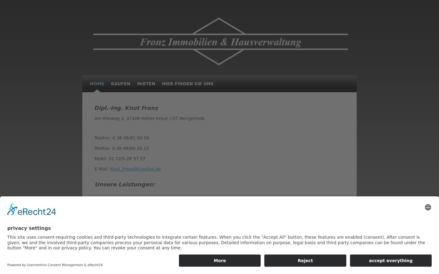 Screenshot del banner di consenso mostrato prima di qualsiasi interazione