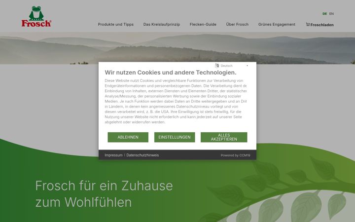 Screenshot von frosch.de
