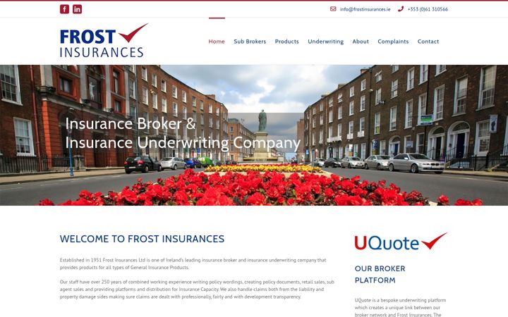Ekraanipilt saidist frostinsurances.ie