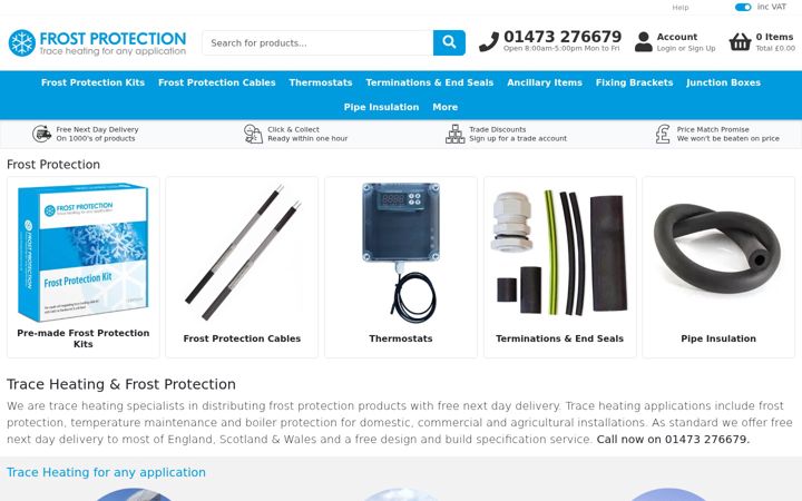 Snimka zaslona za frostprotection.co.uk