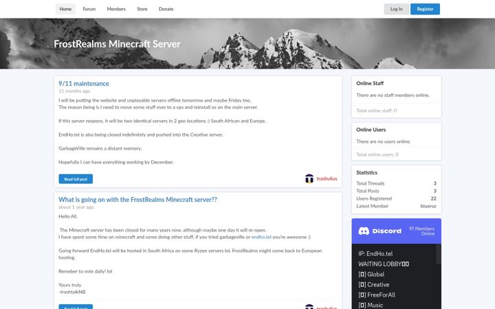 Screenshot of frostrealms.com