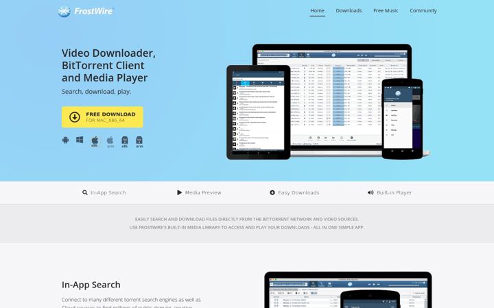 Screenshot of frostwire.com