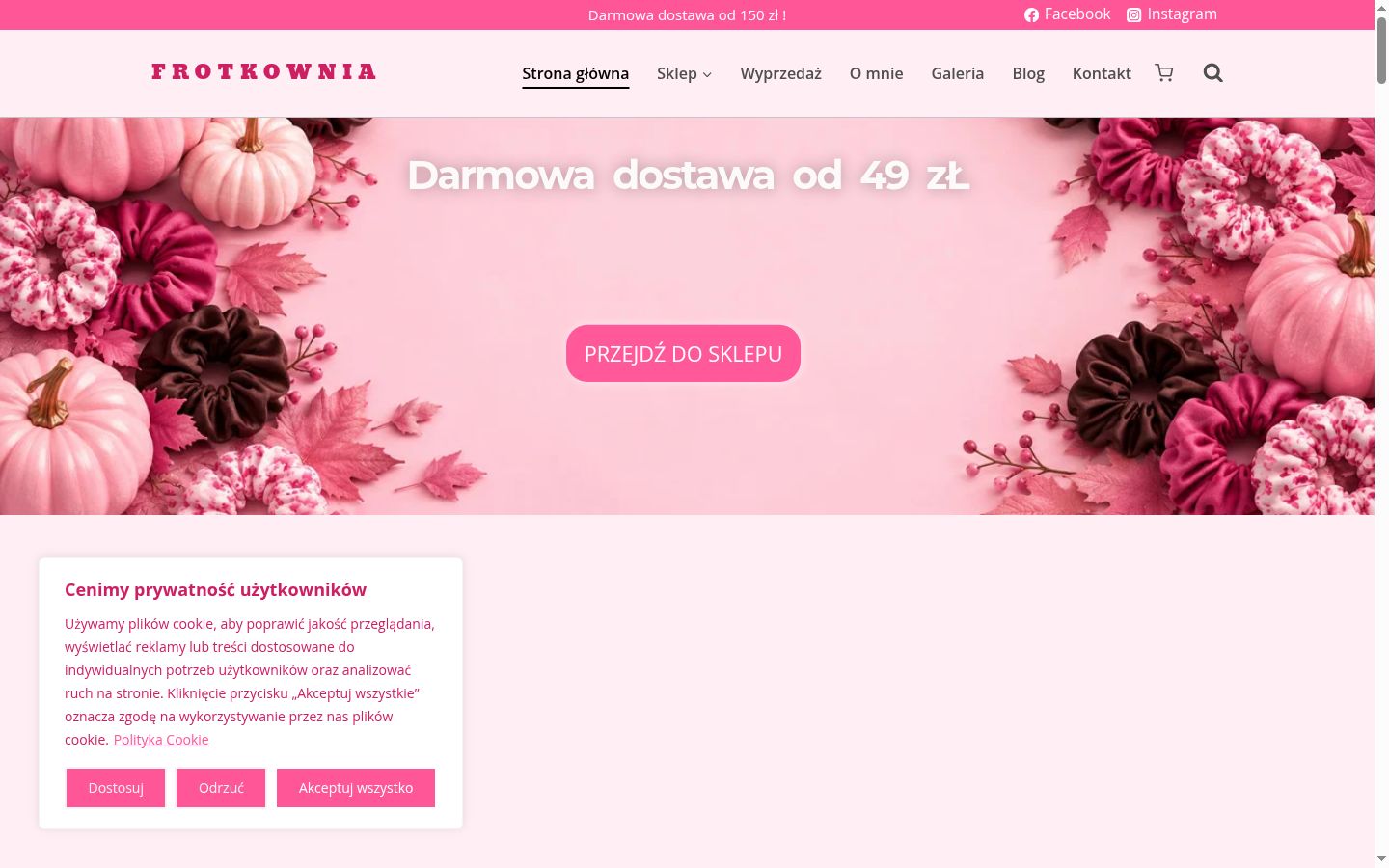 Zrzut ekranu banera zgody wyświetlanego przed jakąkolwiek interakcją