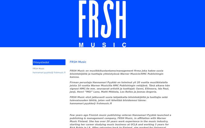 Captură de ecran a frshmusic.fi