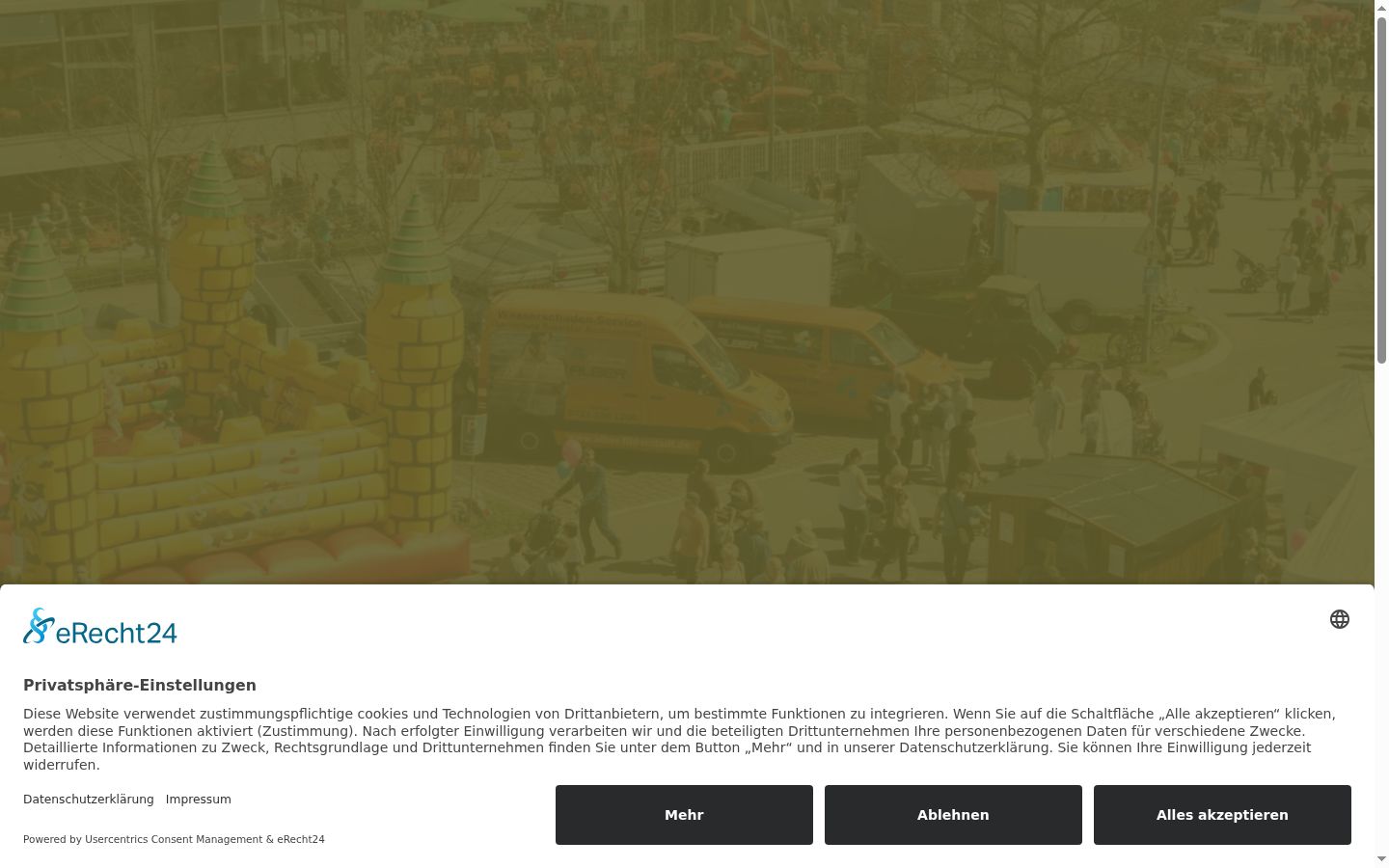 Screenshot des Einwilligungsbanners vor jeglicher Interaktion