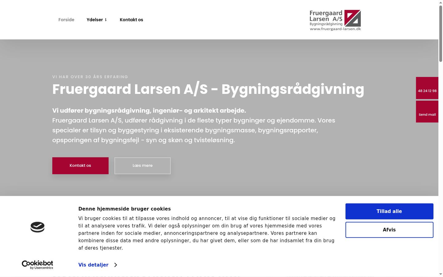 Skærmbillede af samtykkebanneret, som det blev vist før nogen interaktion