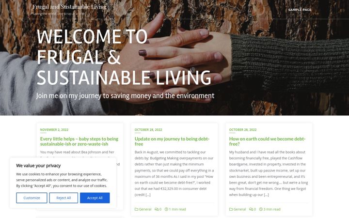 Screenshot of frugalandsustainable.com