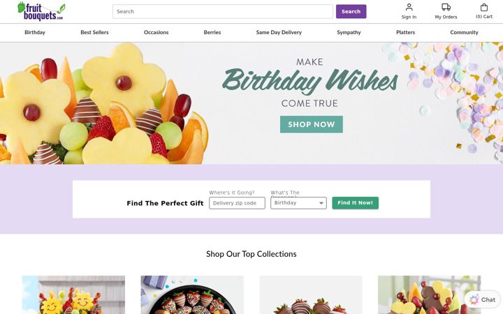 Screenshot of fruitbouquets.com
