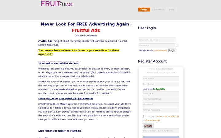 Screenshot of fruitfulads.com