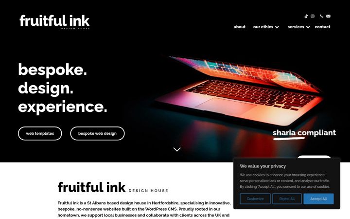 Captură de ecran a fruitfulink.co.uk