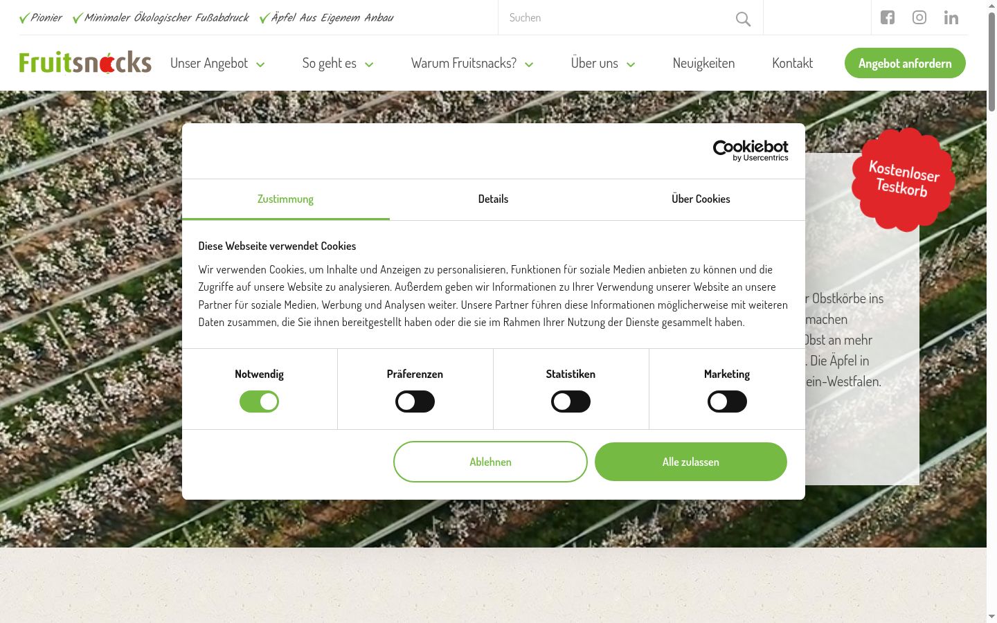 Zrzut ekranu banera zgody wyświetlanego przed jakąkolwiek interakcją