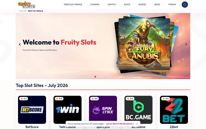 Screenshot of fruityslots.com