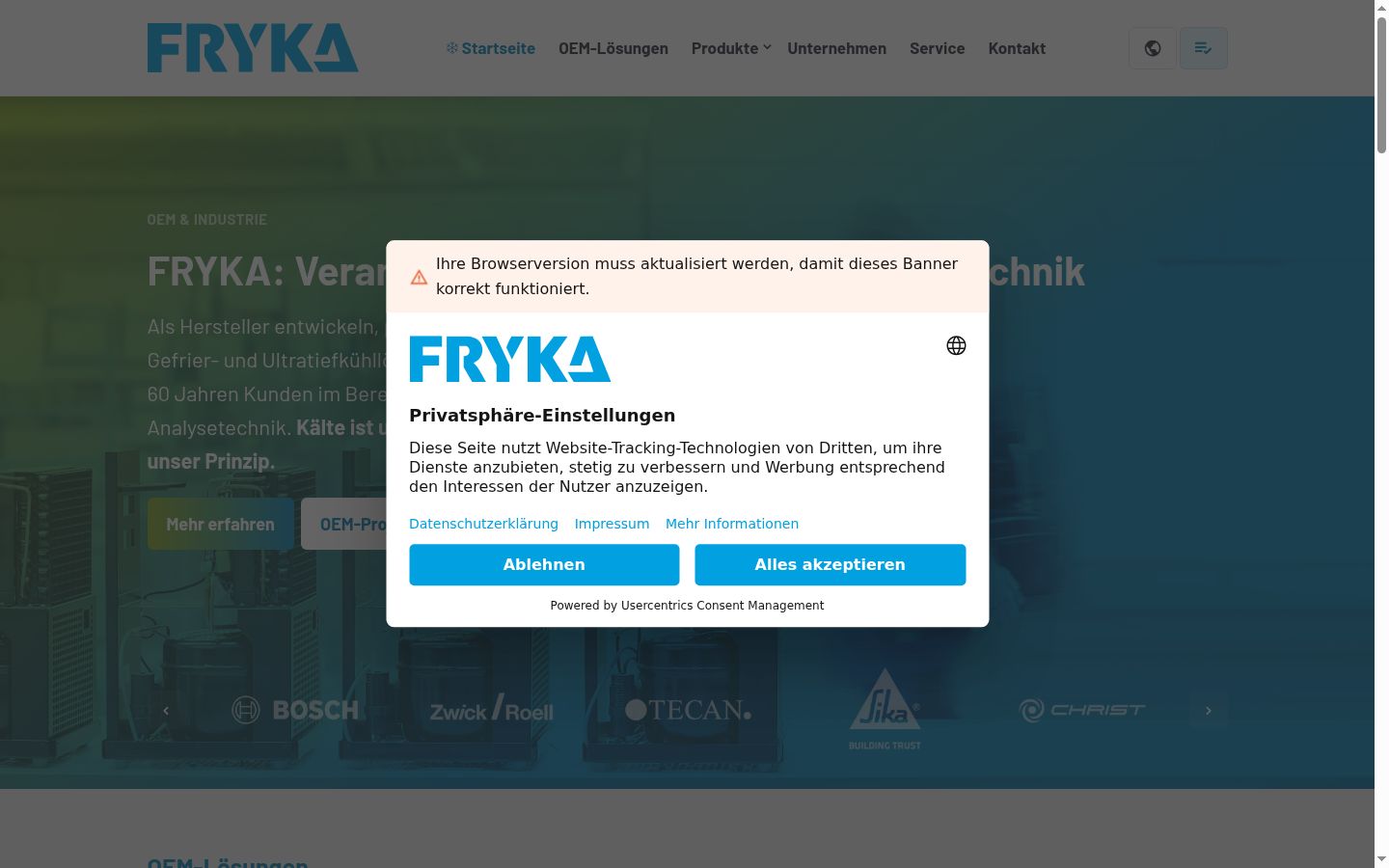 Snímek obrazovky baneru souhlasu zobrazeného před jakoukoli interakcí
