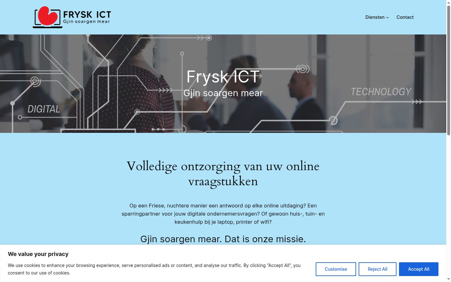 Screenshot del banner di consenso mostrato prima di qualsiasi interazione