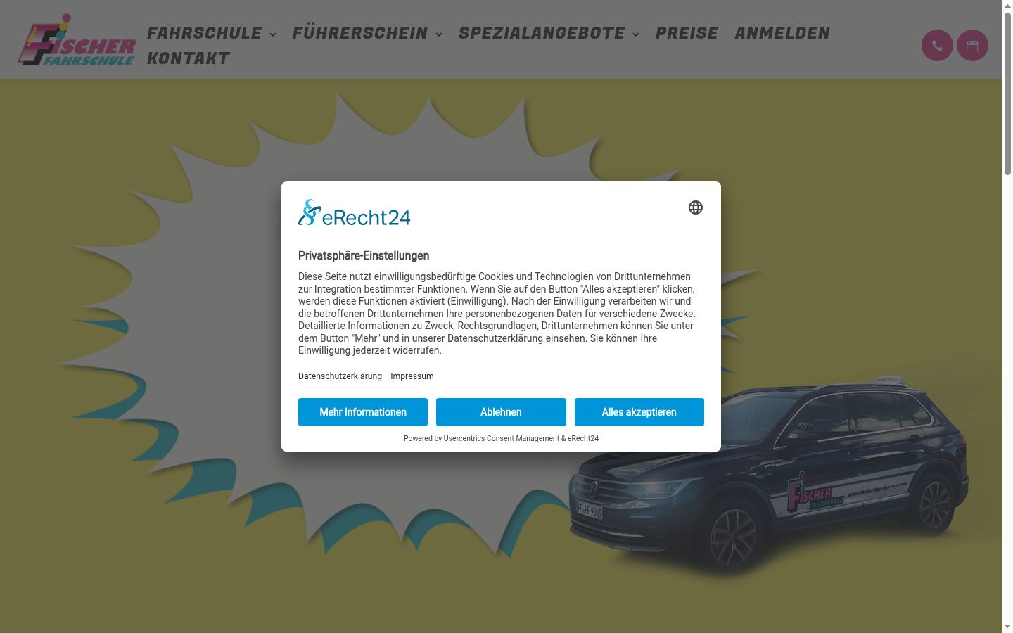 Captura de pantalla del banner de consentimiento mostrado antes de cualquier interacción