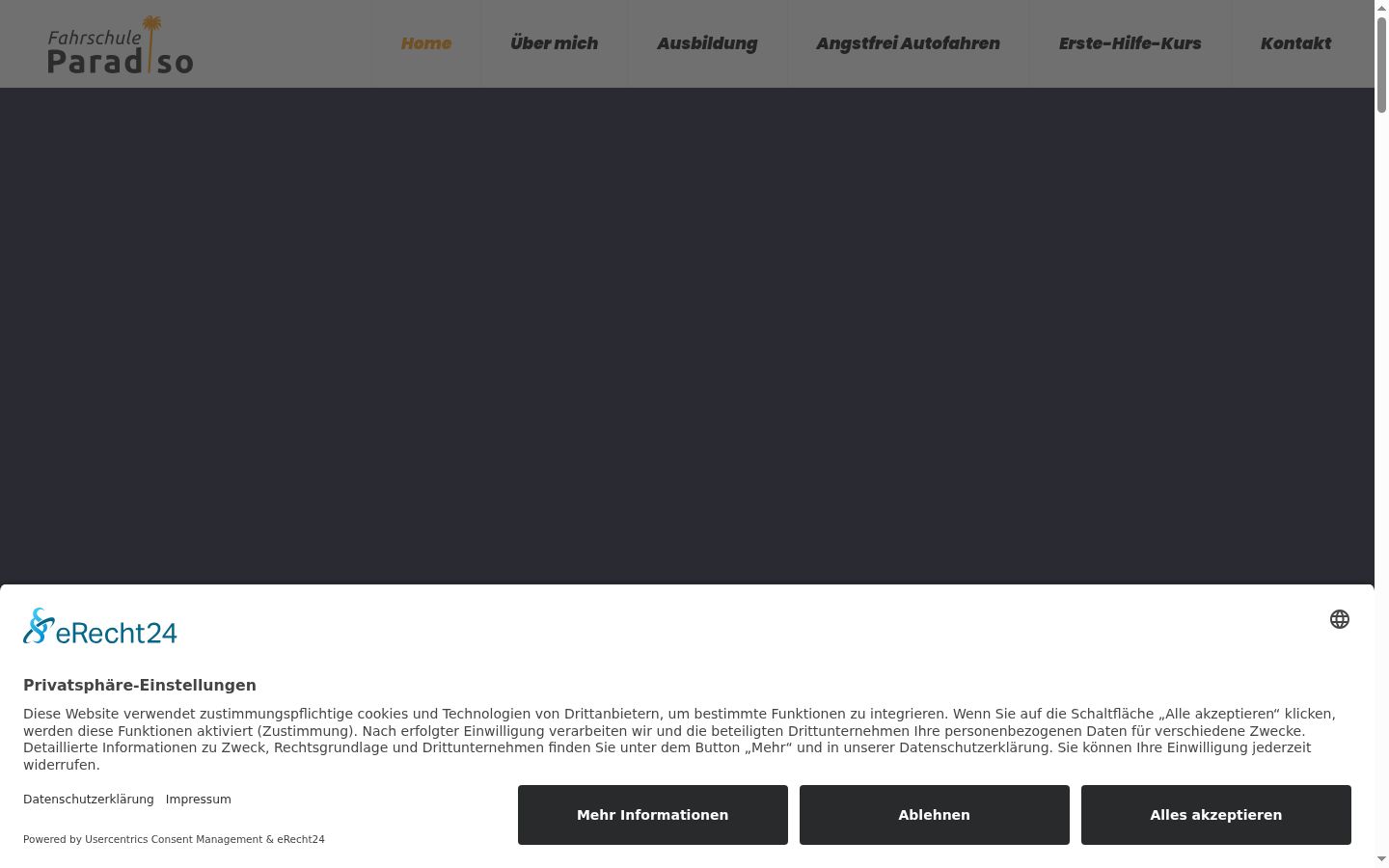 Screenshot του banner συγκατάθεσης που εμφανίστηκε πριν από οποιαδήποτε αλληλεπίδραση