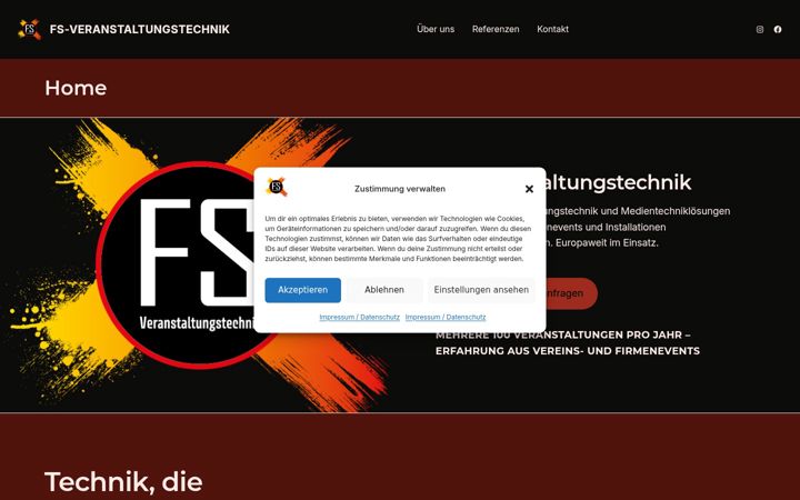 Screenshot stránky fs-veranstaltungstechnik.de