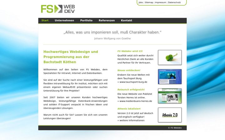 Screenshot stránky fs-webdev.de
