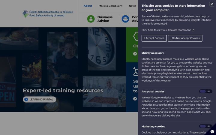 Screenshot of fsai.ie