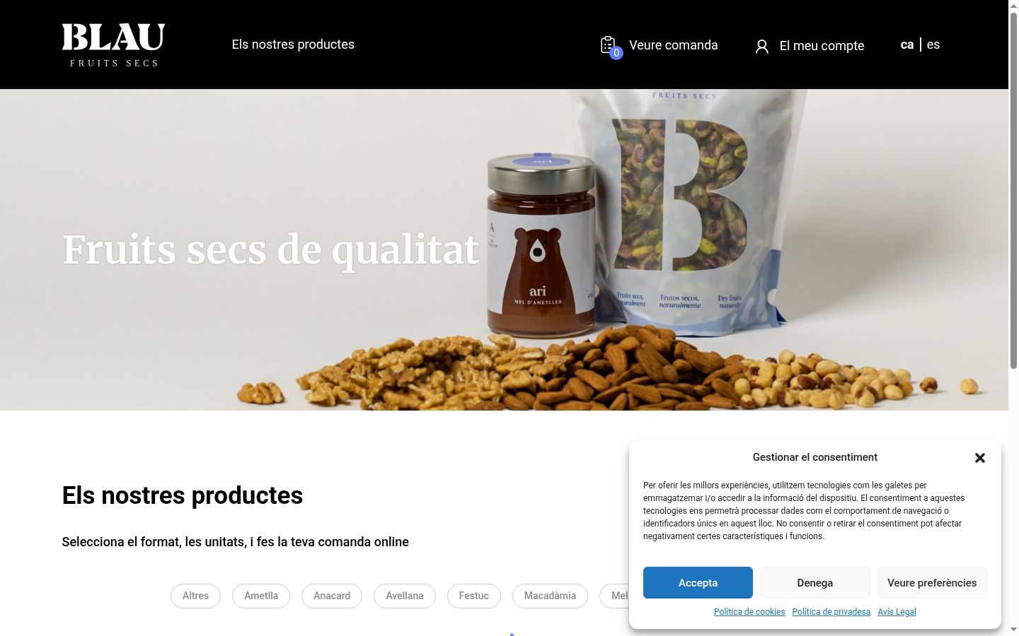 Screenshot del banner di consenso mostrato prima di qualsiasi interazione