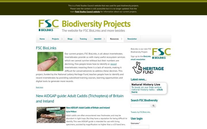 Captura de ecrã de fscbiodiversity.uk