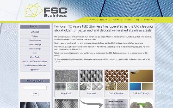 Snimka zaslona za fscstainless.co.uk