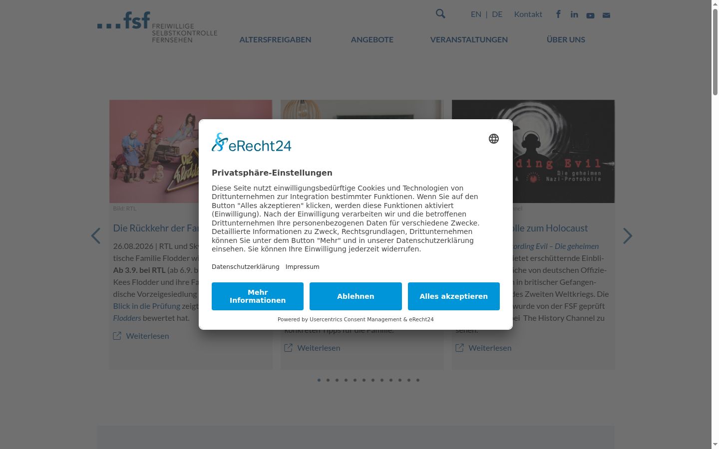 Screenshot of the consent banner shown before any interaction