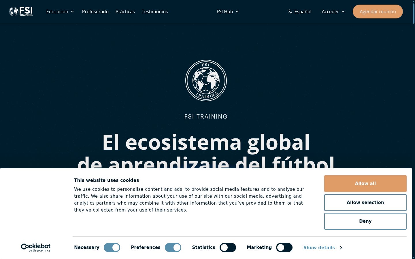 Captura de ecrã do banner de consentimento apresentado antes de qualquer interação