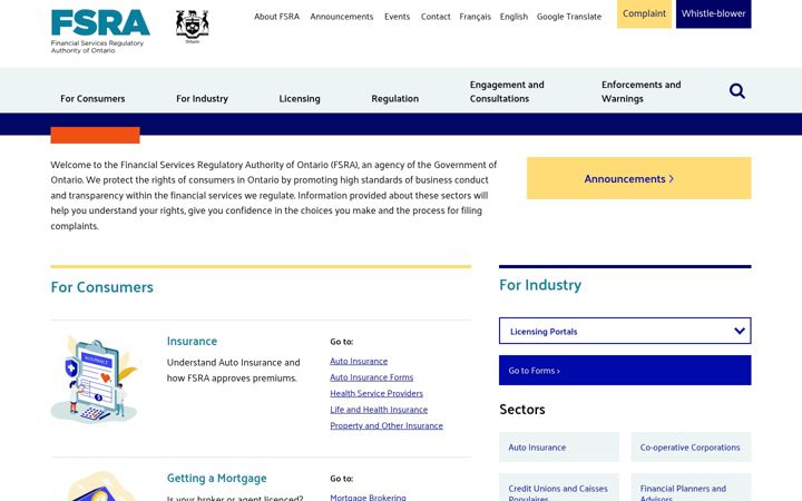 Screenshot of fsrao.ca