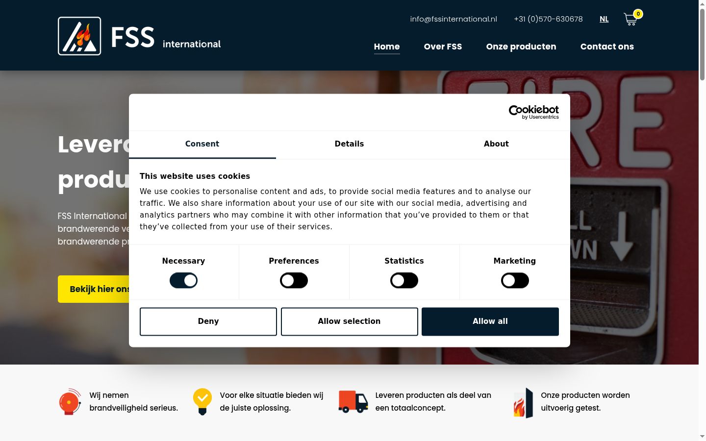 Screenshot des Einwilligungsbanners vor jeglicher Interaktion