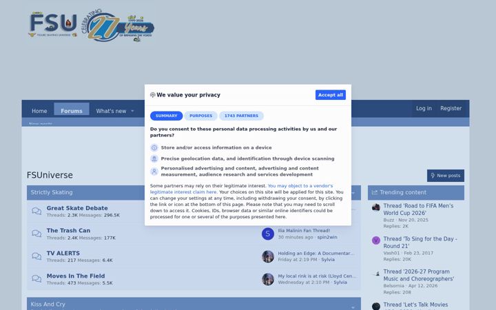 Screenshot of fsuniverse.net