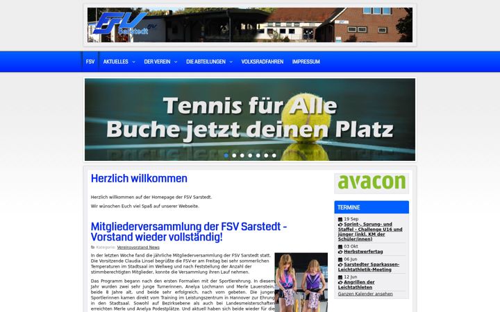 Skjámynd af fsv-sarstedt.de